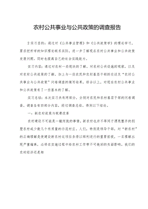 农村公共事业与公共政策的调查报告.docx