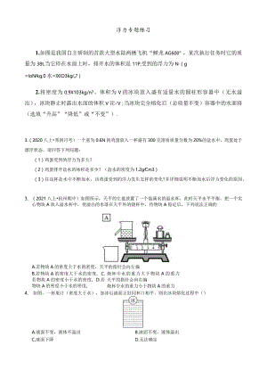 初中浮力专题练习.docx