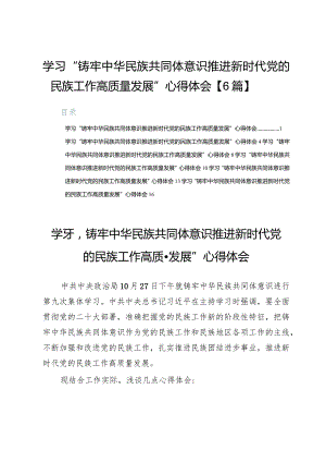学习“铸牢中华民族共同体意识推进新时代党的民族工作高质量发展”心得体会【6篇】.docx