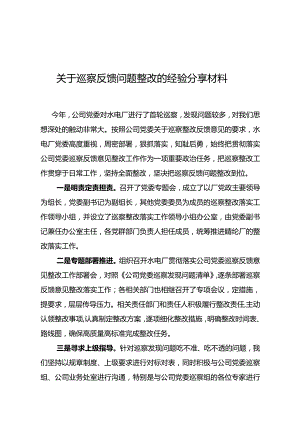 关于巡察反馈问题整改的经验分享材料.docx