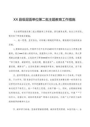 县级层面单位第二批主题教育专题工作措施.docx