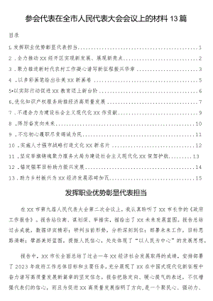 参会代表在全市人民代表大会会议上的材料13篇.docx