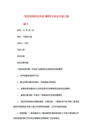 党支部组织生活会2023年会议记录三篇.docx