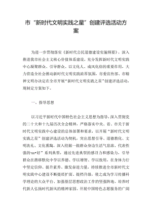 市“新时代文明实践之星”创建评选活动方案.docx