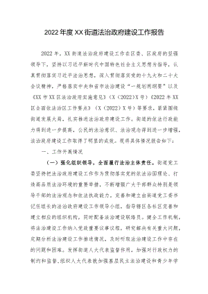 2022年度XX街道法治政府建设工作报告.docx