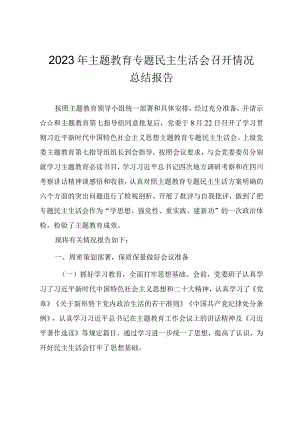 2023年主题教育专题民主生活会召开情况总结报告.docx