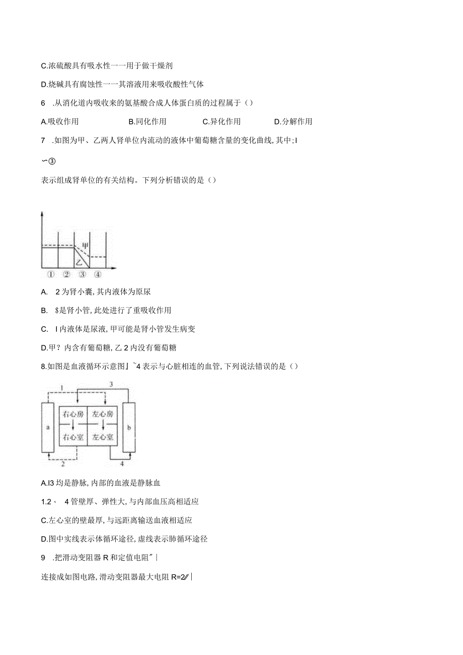 2023—2024学年浙教版科学九年级上册期末模拟试卷(含解析).docx_第2页