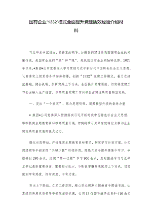 国有企业“1332”模式全面提升党建质效经验介绍材料.docx