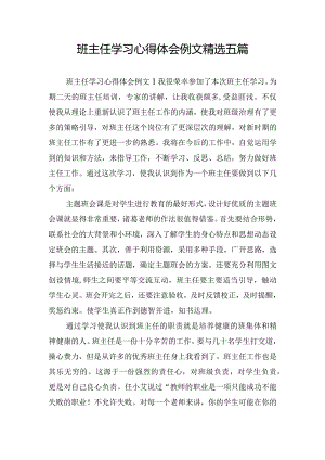 班主任学习心得体会例文精选五篇.docx