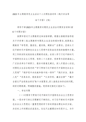 2023年主题教育民主生活会个人对照检查材料（践行宗旨等6个方面）(9).docx
