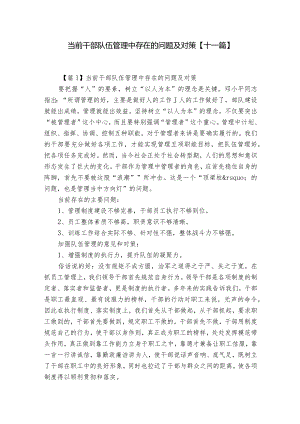 当前干部队伍管理中存在的问题及对策【十一篇】.docx