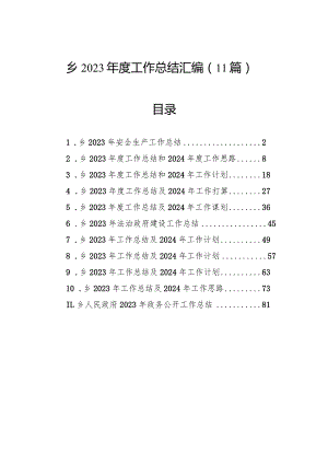 乡2023年度工作总结汇编（11篇）.docx