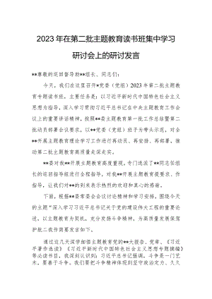 2023年在第二批主题教育读书班集中学习研讨会上的研讨发言.docx