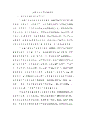乡镇主体责任总结述职.docx