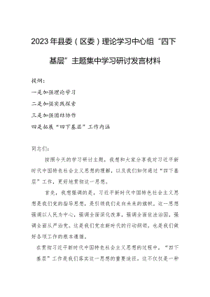 2023年县委（区委）理论学习中心组“四下基层”主题集中学习研讨发言材料.docx