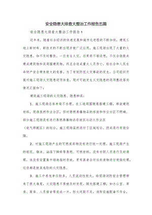 安全隐患大排查大整治工作报告五篇.docx