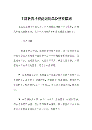 2023年主题教育检视问题清单及整改措施.docx