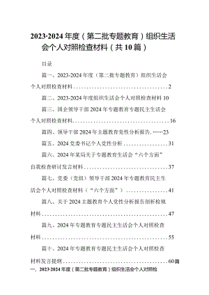 2023-2024年度（第二批专题教育）组织生活会个人对照检查材料范文精选(10篇).docx