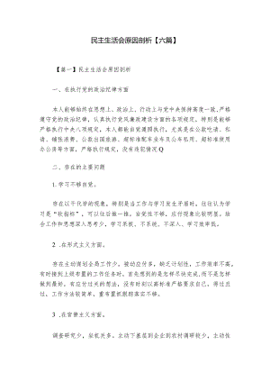 民主生活会原因剖析【六篇】.docx