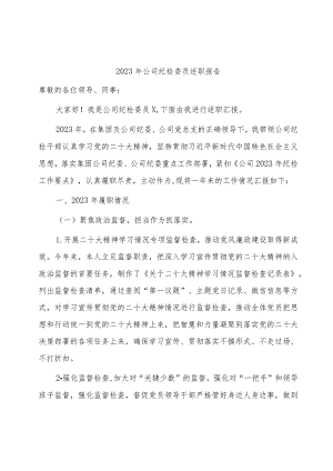 2023年国企纪检委员述职报告3300字.docx