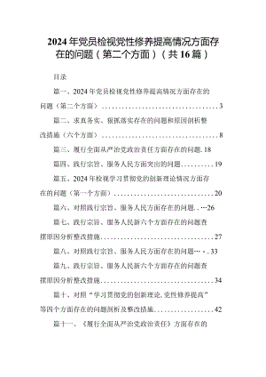 2024年党员检视党性修养提高情况方面存在的问题（第二个方面）(16篇合集).docx