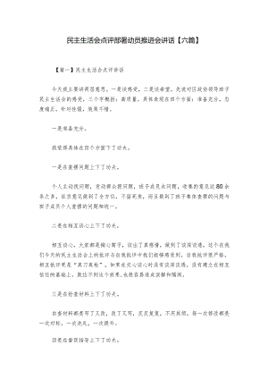 民主生活会点评部署动员推进会讲话【六篇】.docx