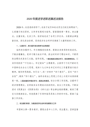 2020年度述学述职述廉述法报告.docx