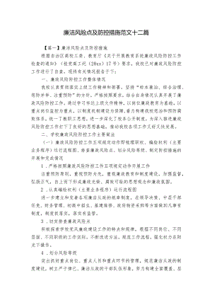廉洁风险点及防控措施范文十二篇.docx