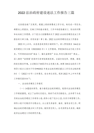2022法治政府建设述法工作报告三篇.docx