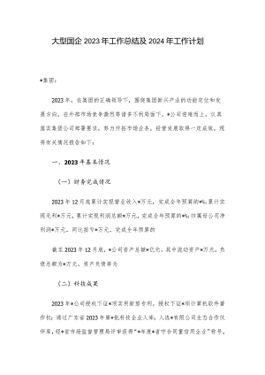 大型国企2023年工作总结及2024年工作计划.docx