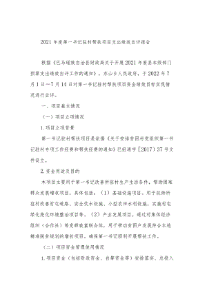 2021年度第一书记驻村帮扶项目支出绩效自评报告.docx