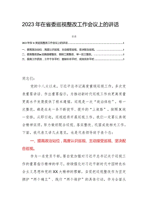 2023年在省委巡视整改工作会议上的讲话.docx