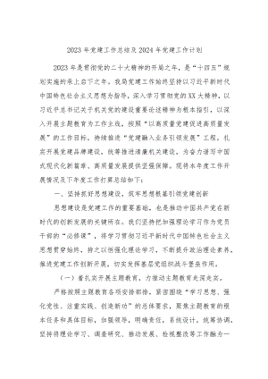 2023年党建工作总结及2024年党建工作计划.docx