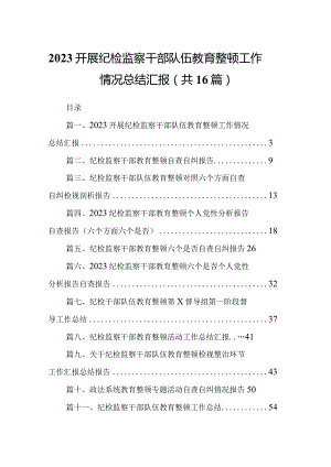 开展纪检监察干部队伍教育整顿工作情况总结汇报范文精选(16篇).docx