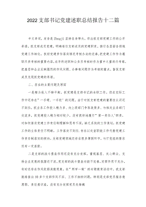 2022支部书记党建述职总结报告十二篇.docx