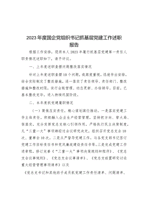 2023年度国企党组织书记抓基层党建工作述职报告.docx