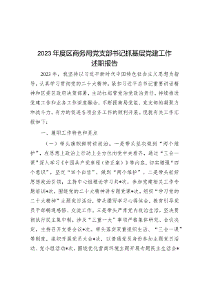 2023年度区商务局党支部书记抓基层党建工作述职报告.docx