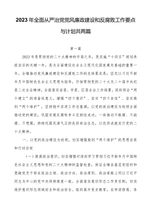 2023年全面从严治党党风廉政建设和反腐败工作要点与计划共两篇.docx