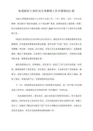 2022年街道抓好干部作风专项整顿工作开展情况汇报.docx