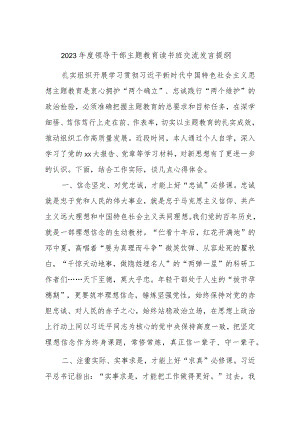 2023年度领导干部主题教育读书班交流发言提纲.docx