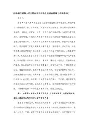 指导组在领导小组主题教育安排会上的发言提纲.docx