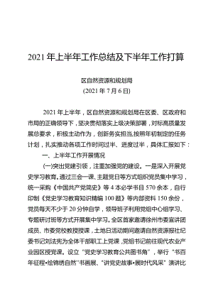 2021年上半年工作总结及下半年工作打算.docx