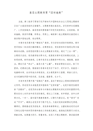 (2篇）基层干部主题教育研讨发言：基层主题教育要“因材施教”+主题教育要“层层递进”.docx