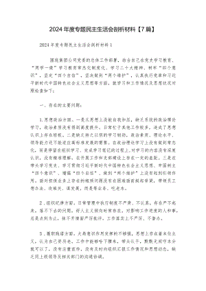 2024年度专题民主生活会剖析材料【7篇】.docx