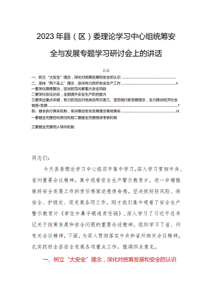 2023年县（区）委理论学习中心组统筹安全与发展专题学习研讨会上的讲话.docx