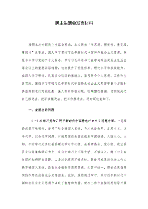 民主生活会发言材料.docx