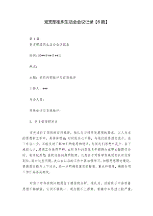 党支部组织生活会会议记录【6篇】.docx