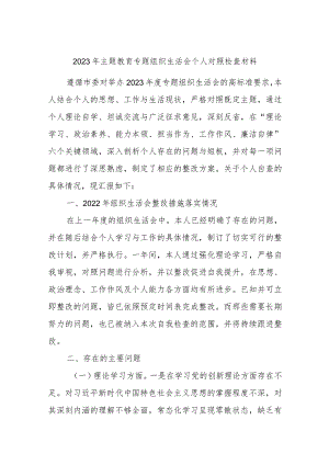 2023年主题教育专题组织生活会个人对照检查材料.docx