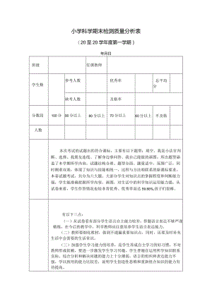 小学科学期末检测质量分析表.docx