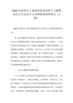 2024年督查办干部县政府党组班子主题教育民主生活会个人对照检查材料范文(2篇).docx